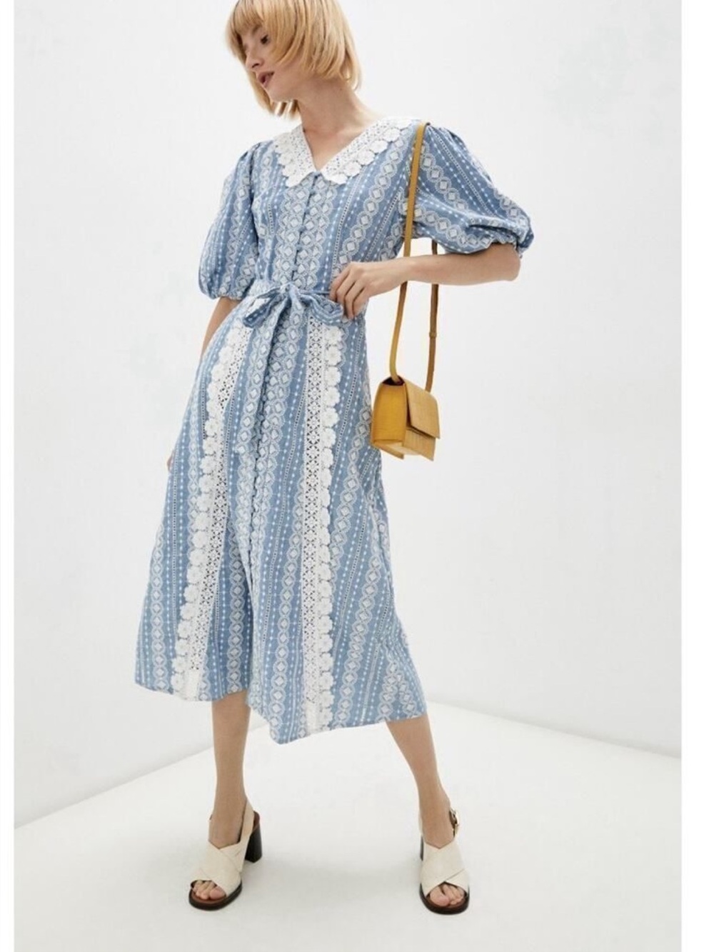 Maje Raviana Lace Tie Waist Midi Dress
